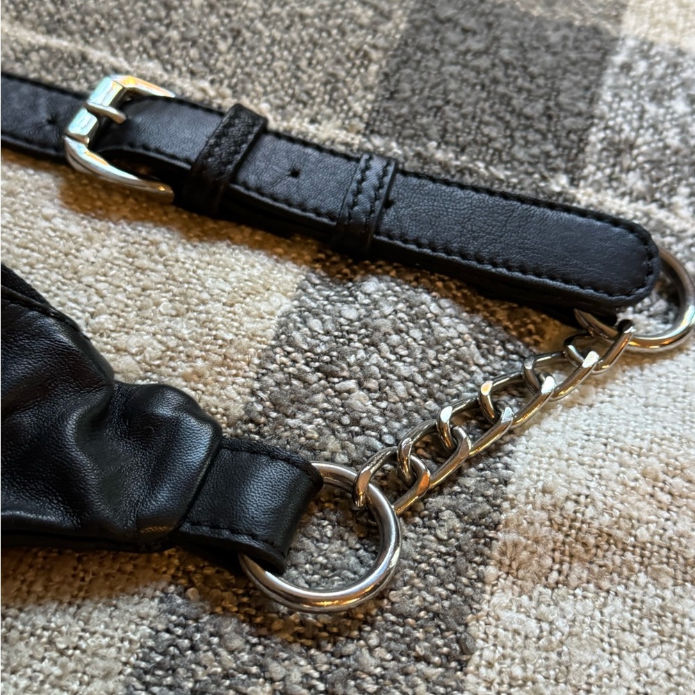 Free People calf skin leather Black Leather belt Bag silver hardware - Picture 4 of 8